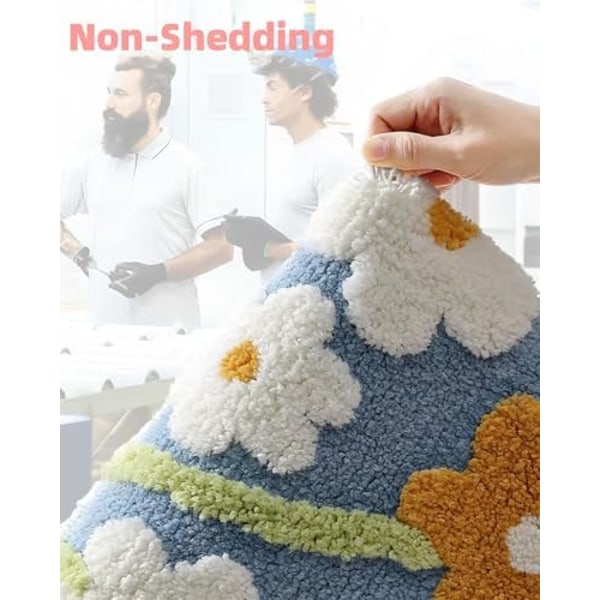 40x60cm Badmatta med Söt Blommig Design - Absorberande, Halksäker, Mjuk, Maskintvättbar Mikrofiber