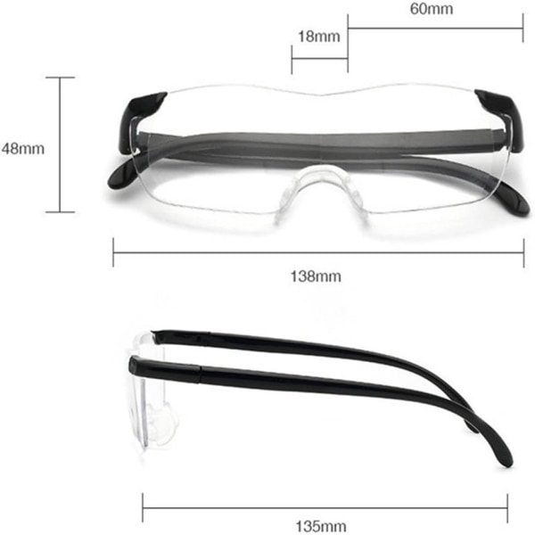 2 st stora vision förstoringsglas 3 gånger förstorande glasögon