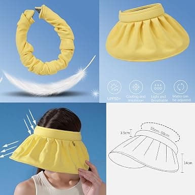 (Svart) Dame Visor, Anti UV Visor Cap, Foldbar Hat, Bred Bremm
