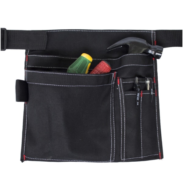 Enkeltsidet værktøjsbæltepose, 6-lommers kanvas arbejdsforklæde med juster
