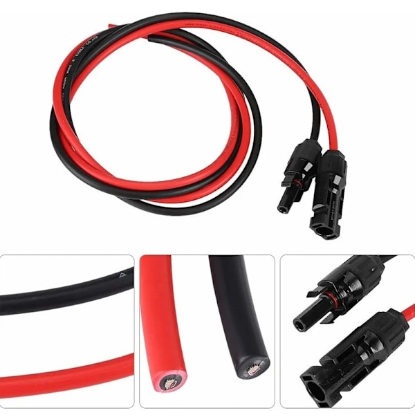 5 metriä 12 AWG aurinkopaneelin jatkokaapeli MC4-naaras- ja urosliittimillä