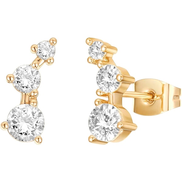 14K Guldförgyllda Kubisk Zirkonia Öronkrypare - Falsk Diamant Pil Öronklättrare Modeörhängen för Kvinnor
