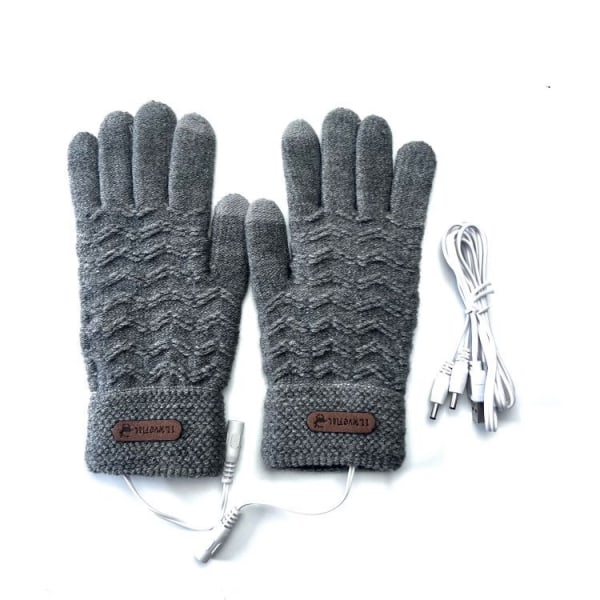 USB-oppvarmede hansker for menn og kvinner（Jacquard Grey）, Winter Touch