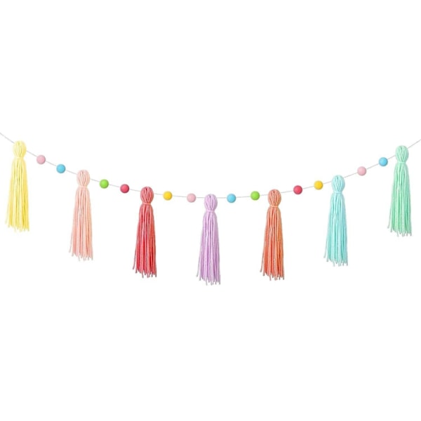 1 stk Regnbuefargede Fargerike Regnbue Boho Kvast Girlander Pom Pom Klasserom Girlander Kvast Hver 1,3m Regnbue Girlander Bann