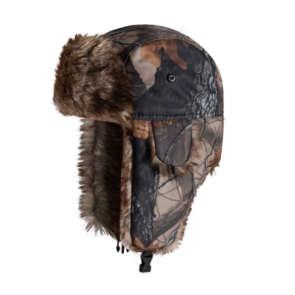 Vinterjaktlue med øreklaffer, Fallen Leaf Camouflage Cap, Ru