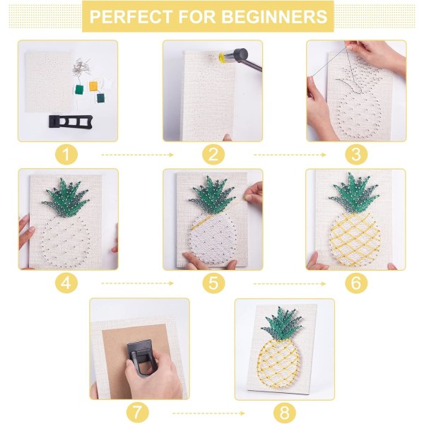 20cmx20cm DIY String Art Kit for Beginner Pineapple DIY Kit for Adults Teens Kids Pineapple String C