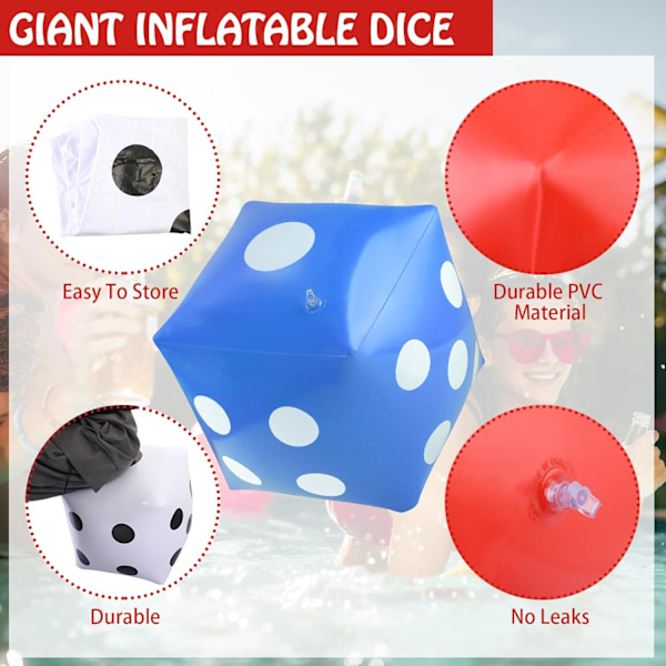 3-pack Uppblåsbara Tärningar Jumbo Jätte Uppblåsbara Tärningar Stora Uppblåsbara Tärningar för Inomhus Utomhus Brett Spel Ludo Pool Party F