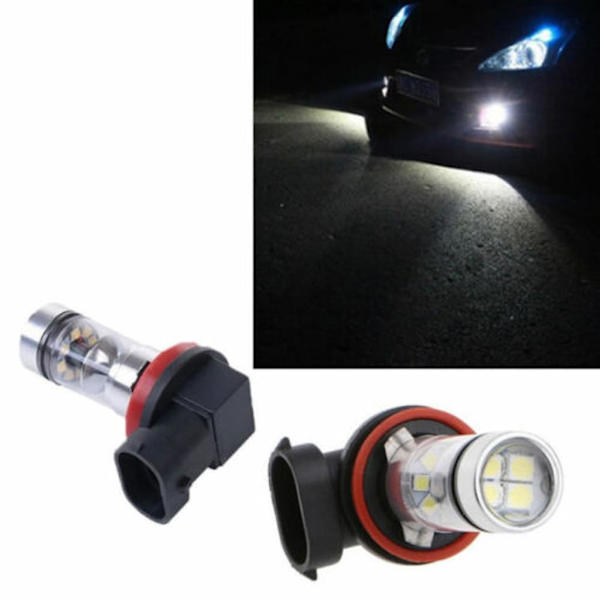 2x H8+H11 LED Dimljuslampa Bil Dagsvarselljus Vitt Ljus