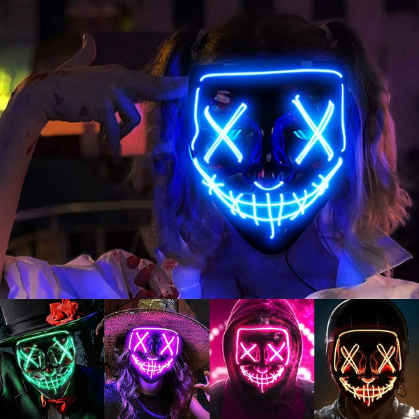 Halloween Carnaval Puhdistava Naamio LED Hohtava Kauhunaamio Aikuinen