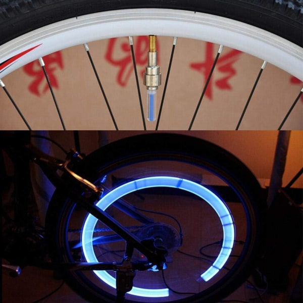4 pakke LED sykkelhjullys, 4 farger LED ventilhetter for Fron
