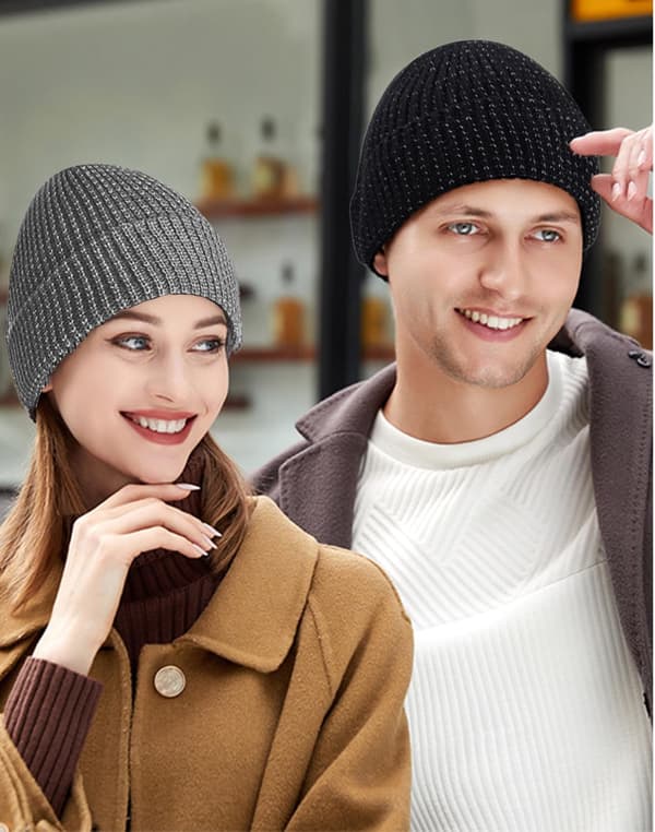 1 st Reflektorhatt, Unisex, Varm Stickad Vintermössa