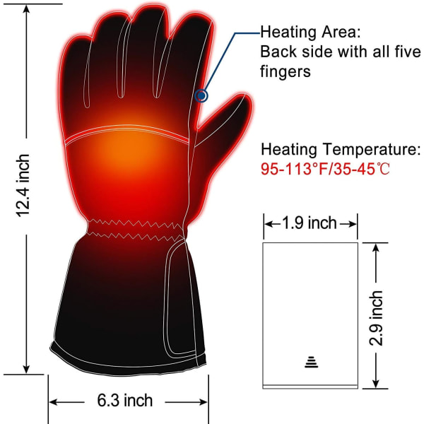 Elektriske batterioppvarmede hansker for menn og kvinner, Battery He