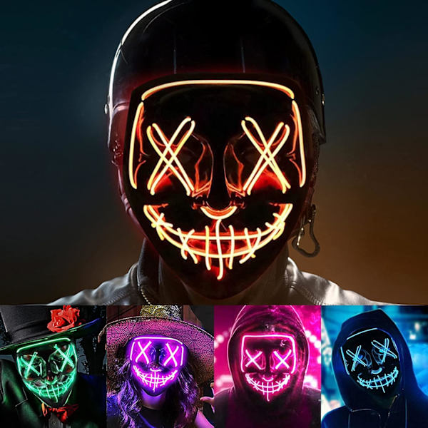 Halloween Karneval Rensemaske LED Lysende Horror Maske Voksen