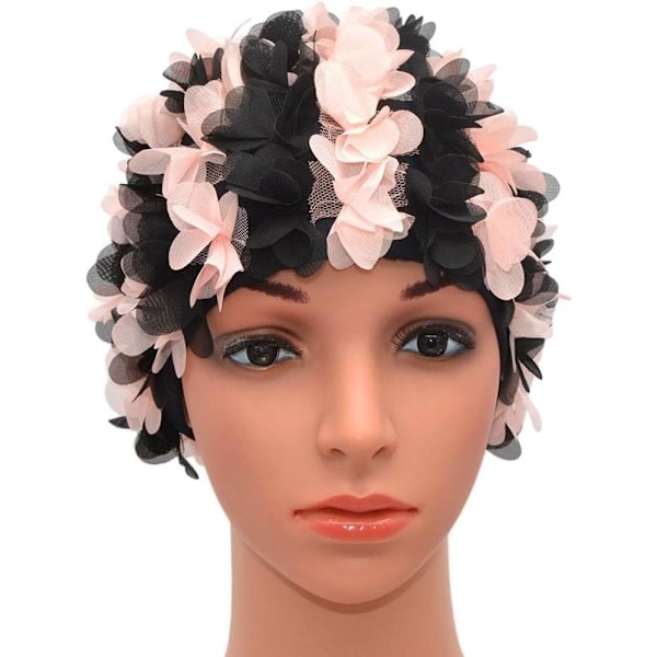 Kvinners blonder badehette, retro vintage stil, blomsterblader