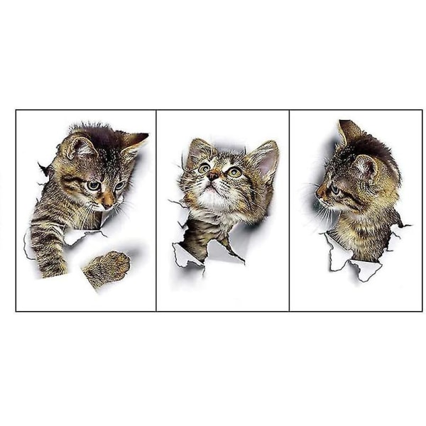 3d Cats Wall Decal, 3 Stk Wall Stickers, Combination Wall Stick