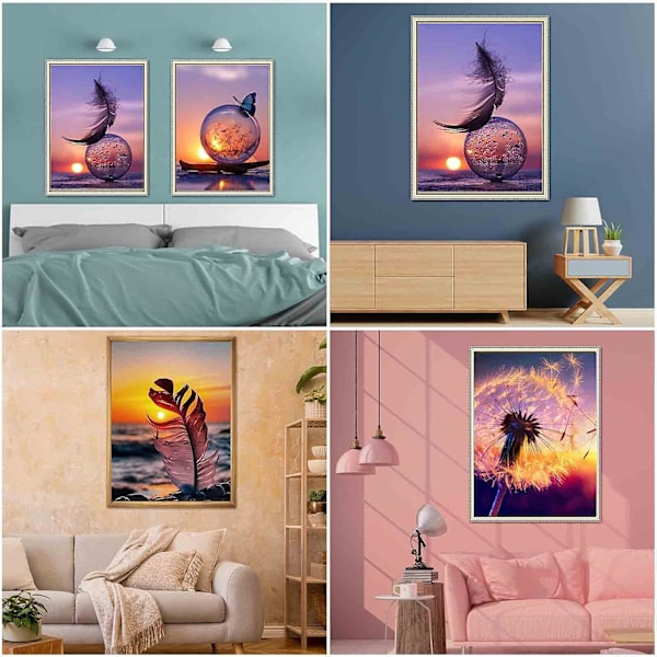 Diamantmålning Kit, 4-pack 5D Full Diamond Painting