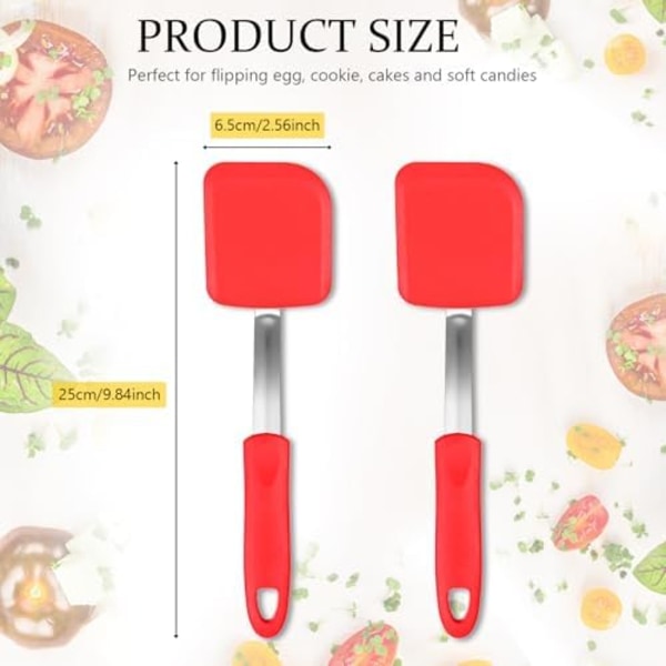 245x65mm Silikonkakspatelvändare 2-pack Mini Brownie Spatel Flexibel Köksliten Silikon Spatlar för Nonstick