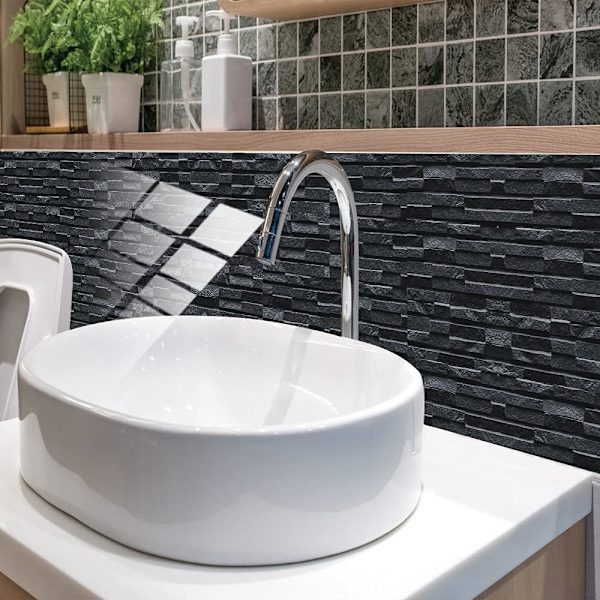 （Gråsvart, 24 st），Kök och Badrum Dekal, Cementplattor Deko
