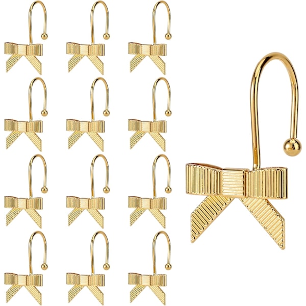 12 st Rosett Duschdraperikrokar, Vintage Badrum Draperiringar Dekorativa Metallkrokar för Babyrum Elegant Barnrumsinredning (Guld)