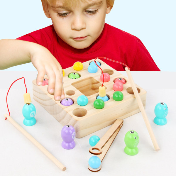 Montessori baby leker, treleker, magnetiske fiskespill p