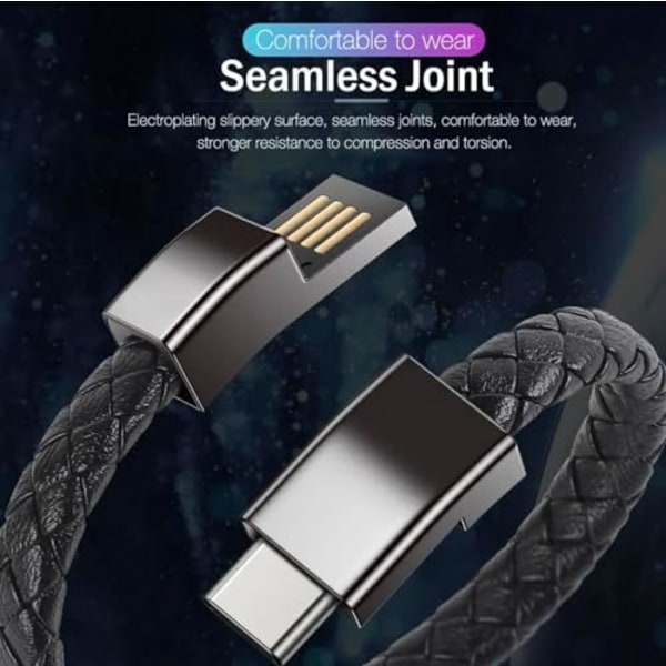 Læderarmbånd Smart Armbånd USB Opladning USB Bærbar Rejseoplader til Mænd Kvinder Android/iPhone (Type C) 7.9\"