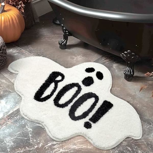 Halloween Badrumsmattor Spöklikt Spöke Badmatta Halksäker för Gotisk Badrumsinredning Goth Rolig Matta för Dusch Mikrofiber