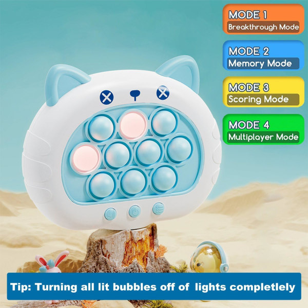 (Cat)Quick Push Bubbles Pop Fidget Toy It-spil, Fast Push Light U