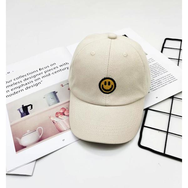 1-pack Smiley Face Småbarns Basebollkeps Pojkar Basebollkeps Barn Tvättbar Rolig Mössa Justerbar Beige