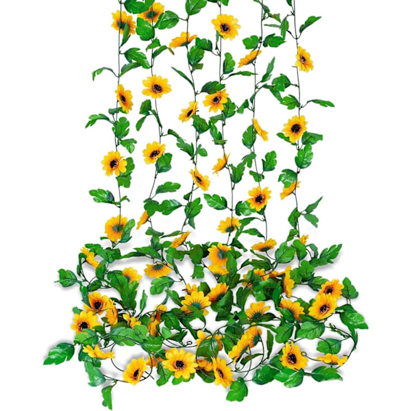 6 st konstgjorda solrosgirlander, konstgjorda blommor