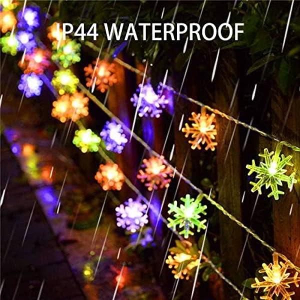 100 LED solcells drivna snöflinga julbelysning utomhus, 39 fot solcells drivna snöflinga ljusslinga vattentät