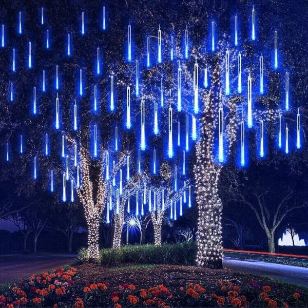 Julelys Udendørs Snetræ LED Lys 30cm 8 Rør, Luces de Navidad para Exterior, Meteor S