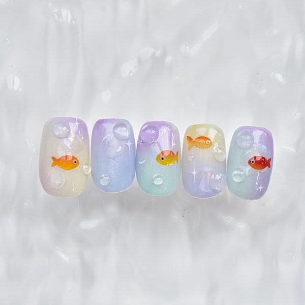 Små Guldfisk Nageldekaler Små Koi Nageldekaler för Akrylnaglar 5D Präglade Självhäftande Små Röda Fisk Nagelstickers Vattenbubbla Desi