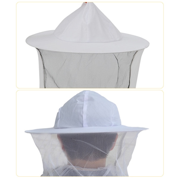 Hvite 2-delte birøkterhatter for bier, knott, insekter, mygg, med netting for menn, kvinner, barn