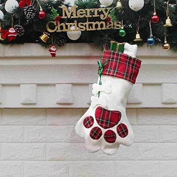 Personlig Julstrumpa 18\" Hundtass Julstrumpor Julgran Dekoration Ornament Godis Presentpåse för Semestergran