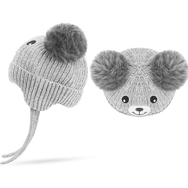 Baby Hat Beanie Strikket Hat Efterår Vinter Hat Sød Hat med Øre