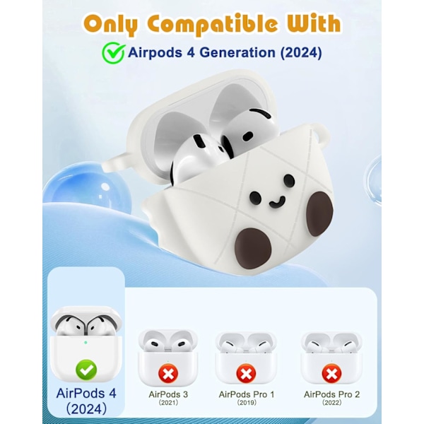 Skal för Airpods 4:e generationen 2024, Sött Tecknat Kawaii - med Nyckelring Rolig Design Skyddsskal för Tjejer Tonåringar Kvinnor Fodral för Air Pods 4:e, Papper