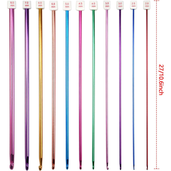 11 Pcs Knitting Crochet Hooks Aluminum Knitting Needles Crochet Hook Set Tunisian Crochet Afghan Mul