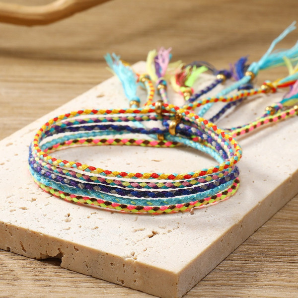 2 stk farverige enkle boheme etnisk stil smykker armbånd sæt