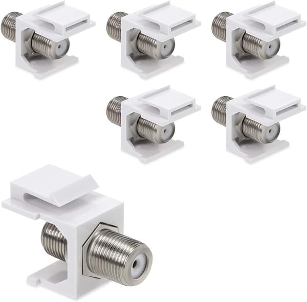 6X F-Plug Socket - Standard F-Plug Satellitt TV Kabel Koblingsmodul - Snap-in Montering - Patch Panel