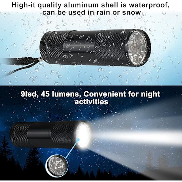 Mini lommelykt: 8 stk LED lommelykt for barns bursdag