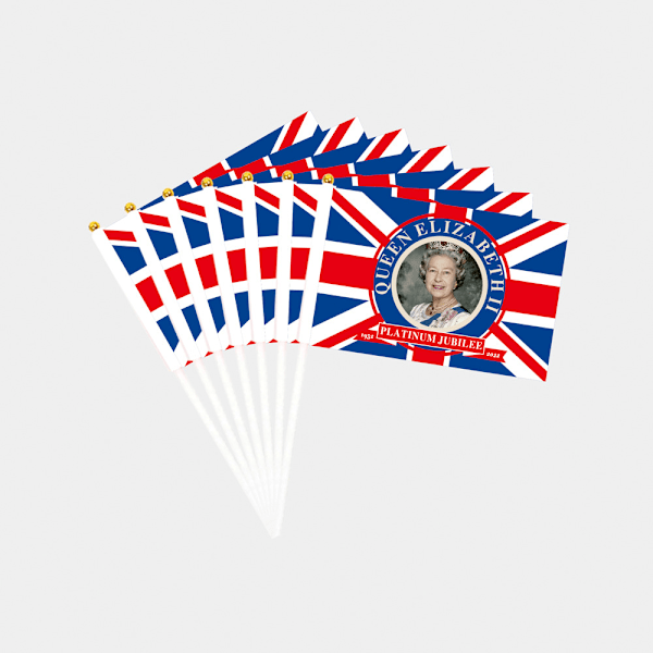 20 Pakke Dronning Elizabeth Håndviftning Flag 70. Bryllupsdag