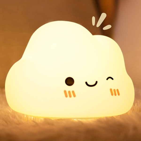 (Hvid) Cloud Baby Natlampe Genopladelig Børnenatlampe, 7 Farver 3 Lysstyrker, Baby Barsels Natlampe, Børnesengelampe Baby Ro