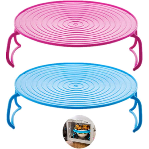 2PCS Mikrobølgeovn Stativbrett, Plast Multifunksjonell Tallerkenholder, M