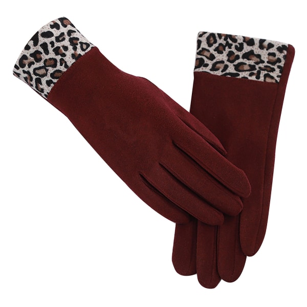 Leopardprint hansker for kvinner med T-ouch fleeceskjerm for bl.a