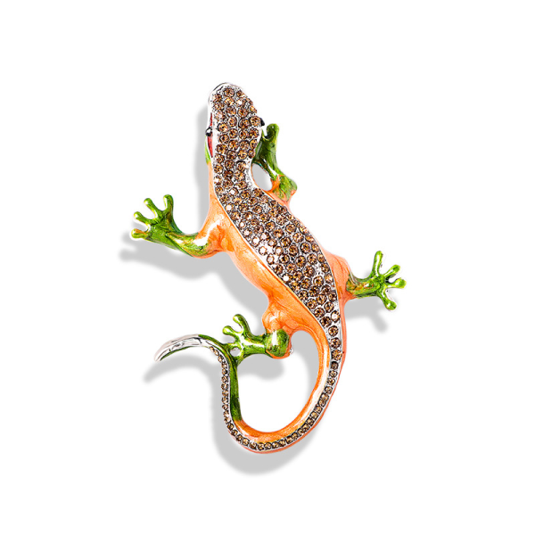 Gecko-oransje øgle diamantlegeringsbrosje