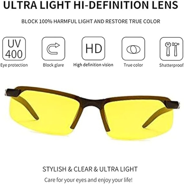 1 U-K Night Vision Solbriller Sport til Mænd Kvinder Gul Kørsel