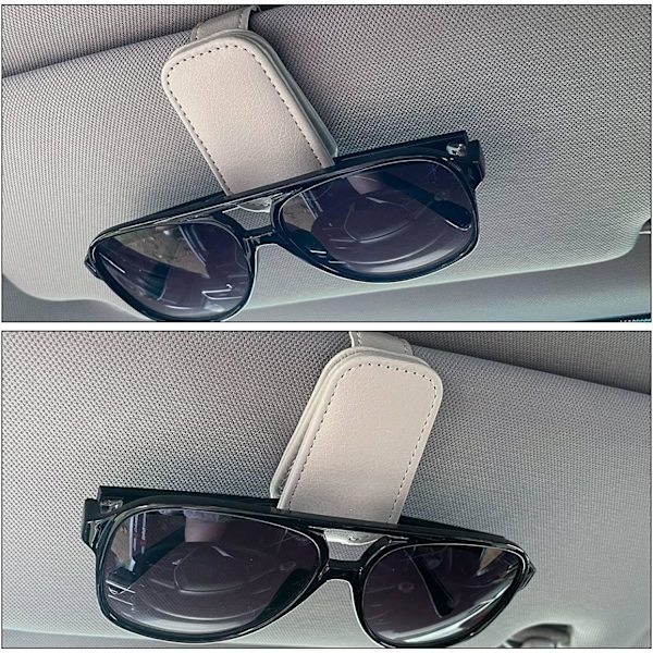 (9.5x4.5x4.5cm) 2 kpl Nahkainen Auton Visiiri Aurinkolasien Pidike, Magneettinen Nahkainen Lasit ja Lippu