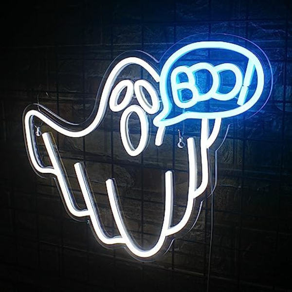 Halloween Hvid Blå Led Boo Neon Lys Skilte til Vægskilt Usb Drevet Sjov Lampe Lys Op Skilte til Soveværelse Spilrum B