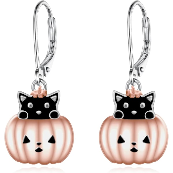 Fladdermus/Skalle/Pumpaskinörhängen för kvinnor 925 Sterling Silver Halloween Hängande Örhängen Halloween Smycken för kvinnor Halloween
