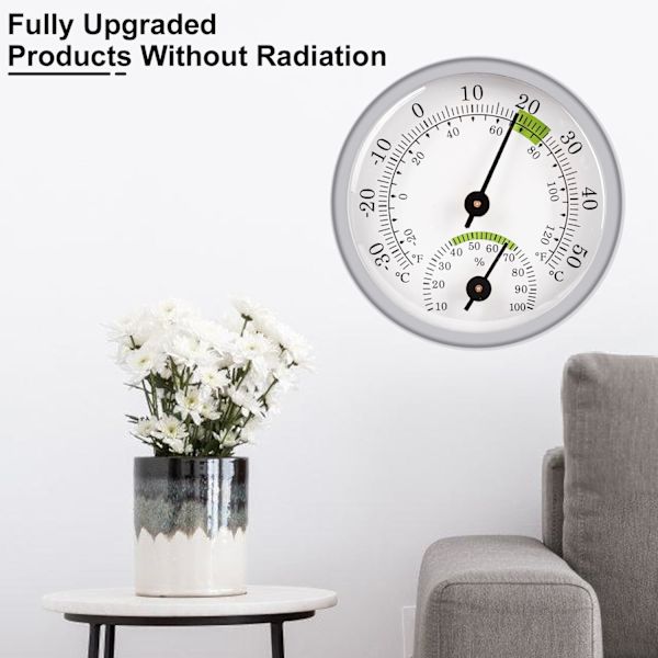 3-delad analog termometer: Nizirioo inomhustermometer, inomhus- och utomhustermometer, fukt- och temperaturmätare för hus, växthus, kontor